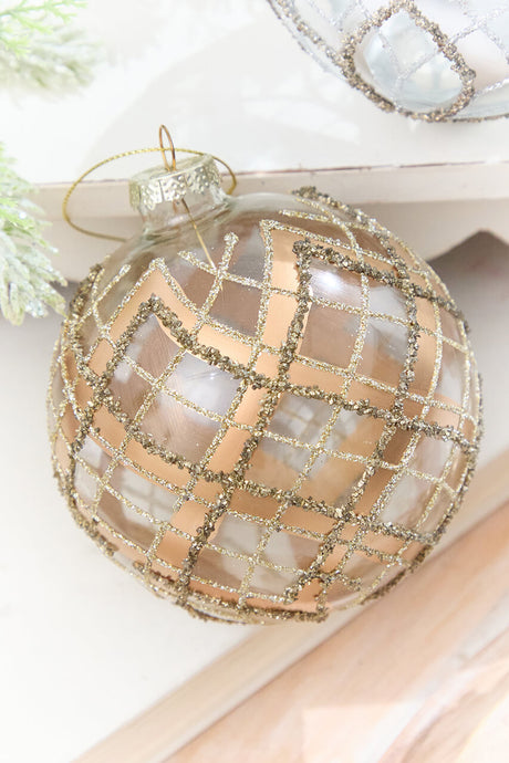 5" Glitter Patterned Glass Ornament