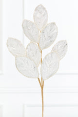 27" Platinum Glitter Leaf Spray