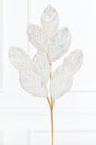 27" Platinum Glitter Leaf Spray