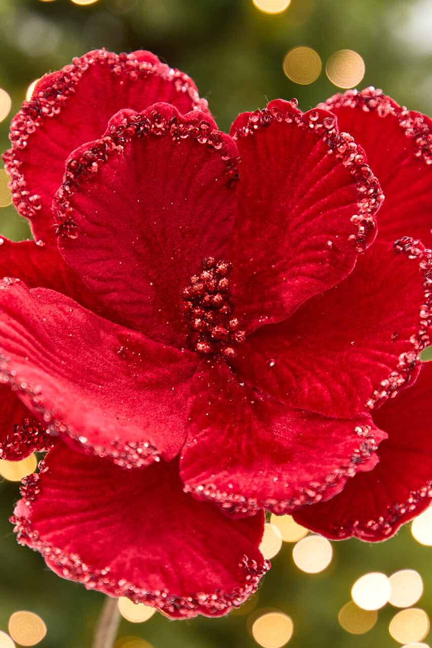 24" x 9" Red Velvet Beaded Edge Magnolia