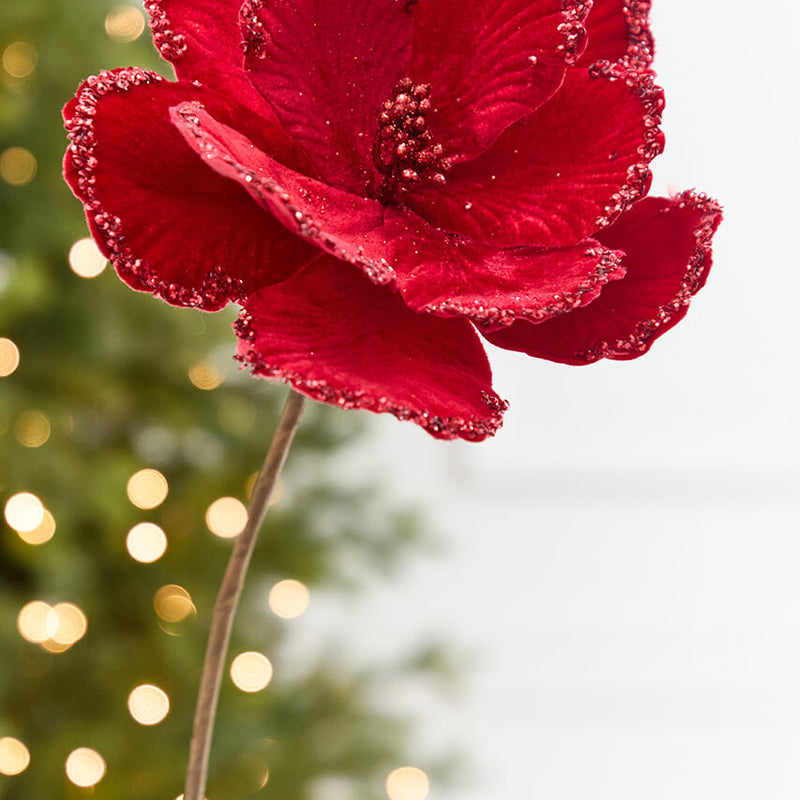 24" x 9" Red Velvet Beaded Edge Magnolia