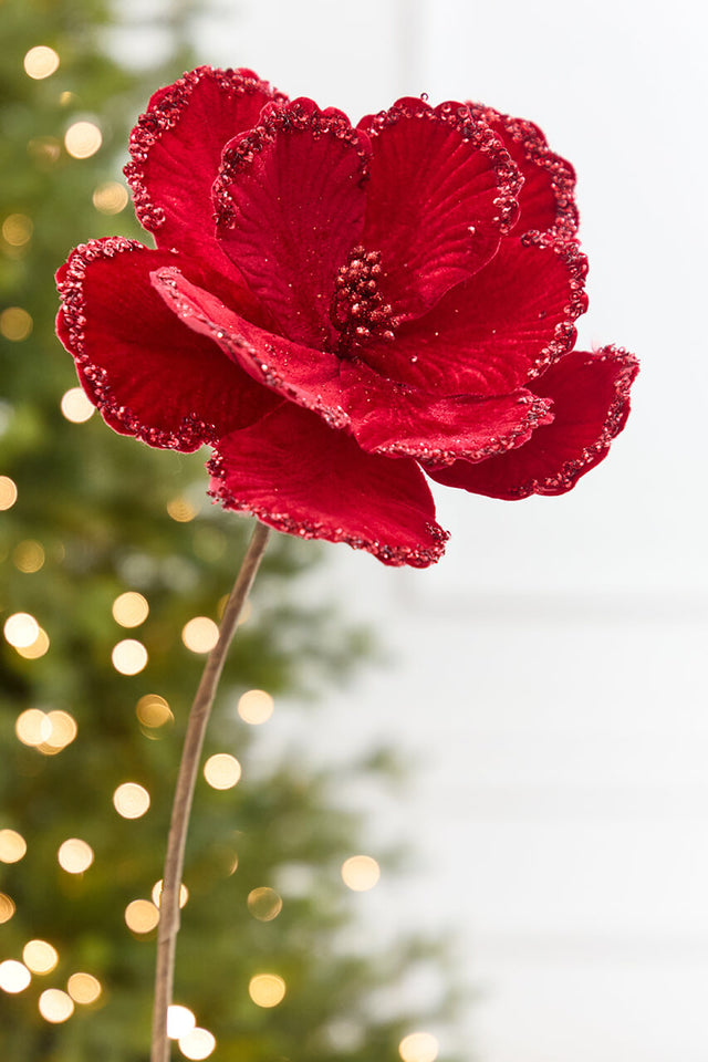 24" x 9" Red Velvet Beaded Edge Magnolia