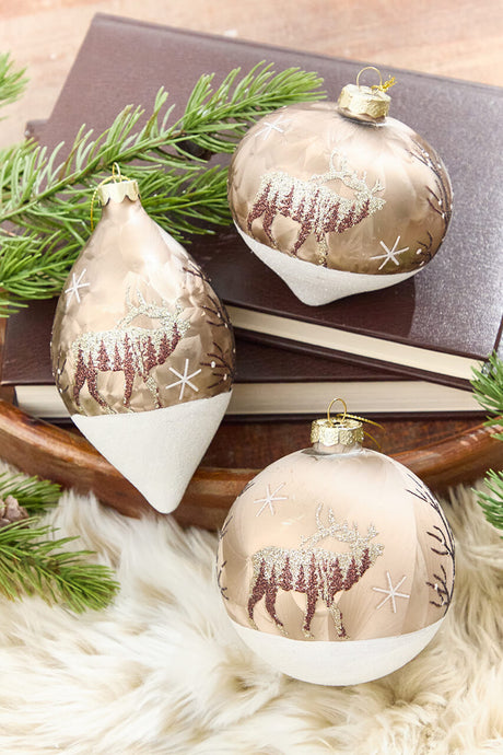 5" - 6" Bronze & Glitter Moose Glass Ornament