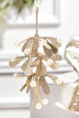 7" Champagne Glitter Pearl Mistletoe Ornament