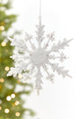 8" White Glitter Snowflake Ornament