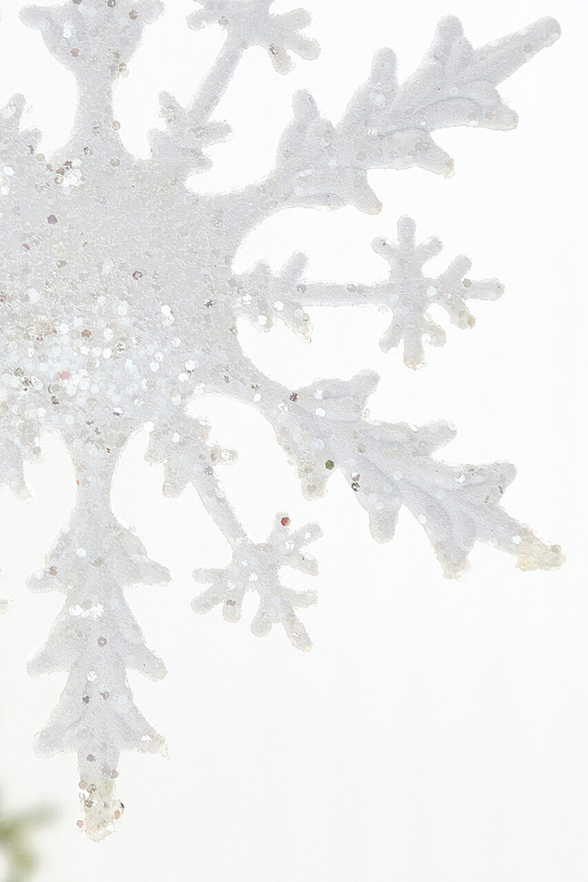 12" White Glitter Snowflake Ornament