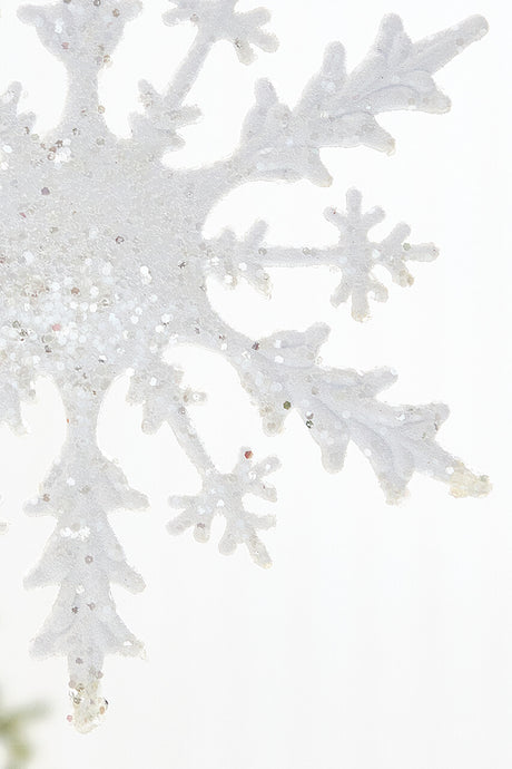 12" White Glitter Snowflake Ornament