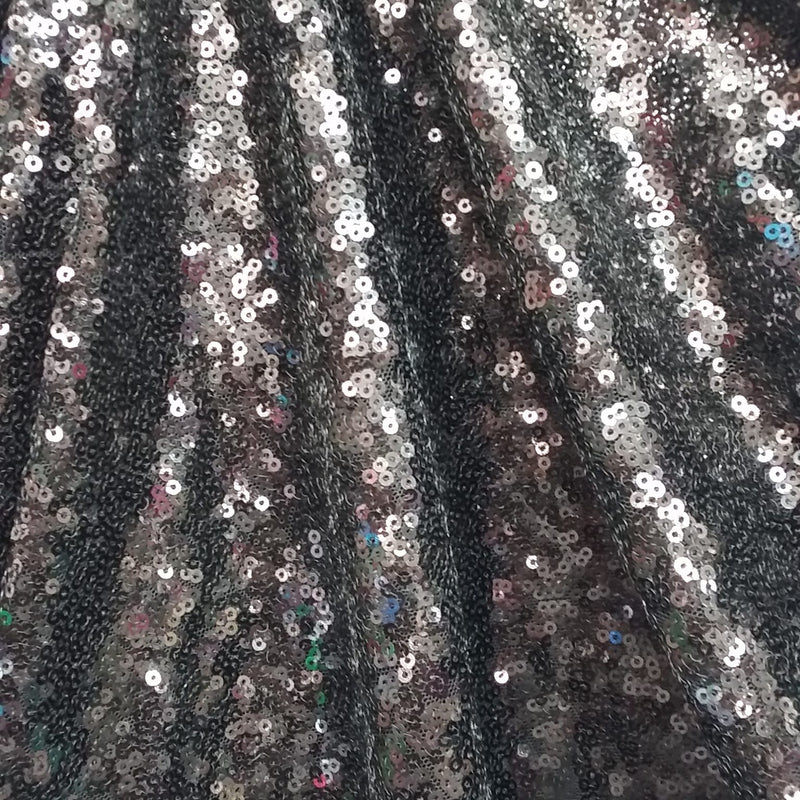 Black Glitz Sequins Polyester Fabric - Black Mini Metallic Disc Sequins, 52/54" Width