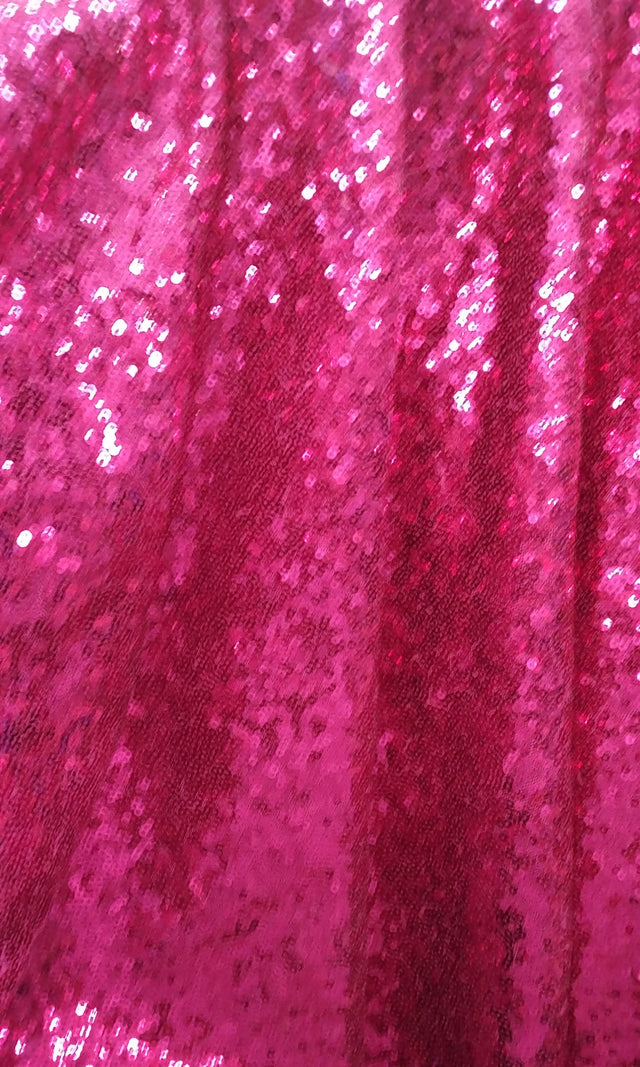 Fuchsia Glitz Sequins Polyester Fabric - Fuchsia, Mini Metallic Disc Sequins, 52/54" Width