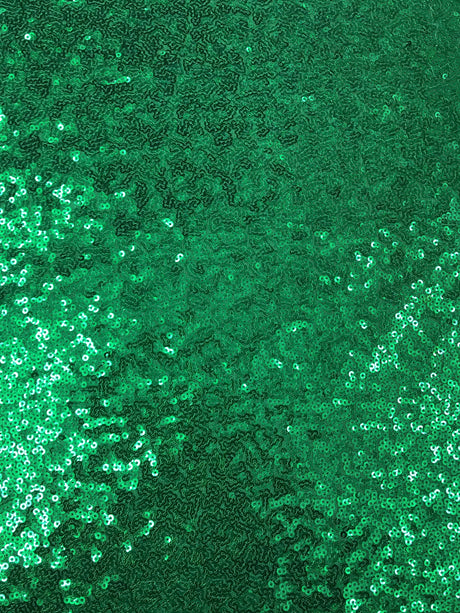Kelly Green Glitz Sequins Polyester Mesh Fabric - Kelly Green, Mini Metallic Disc Sequins, 52/54" Width