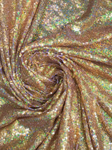Gold Hologram Polyester Fabric - Mini Metallic Disc Sequins, Gold, 52/54" Width (1 Yard)