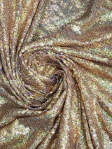 Gold Hologram Polyester Fabric - Mini Metallic Disc Sequins, Gold, 52/54" Width (1 Yard)