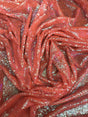 Iridescent Orange Glitz Sequins Polyester Fabric - Orange Metallic Disc Sequins, 52/54" Width