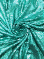 Aqua Glitz Sequins Polyester Fabric - Aqua, Mini Metallic Disc Sequins, 52/54" Width