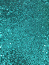Aqua Glitz Sequins Polyester Fabric - Aqua, Mini Metallic Disc Sequins, 52/54" Width