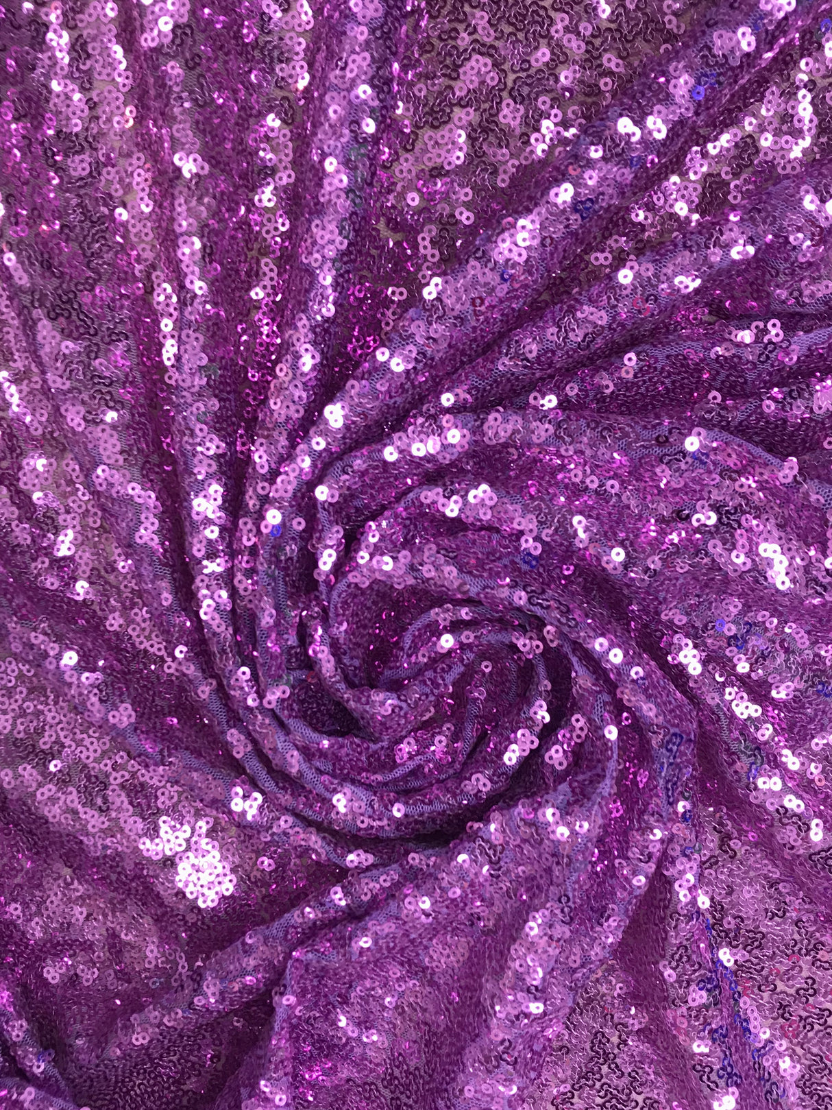 Lilac Glitz Sequins Polyester Fabric - Lilac, Mini Metallic Disc Sequins, 52/54" Width