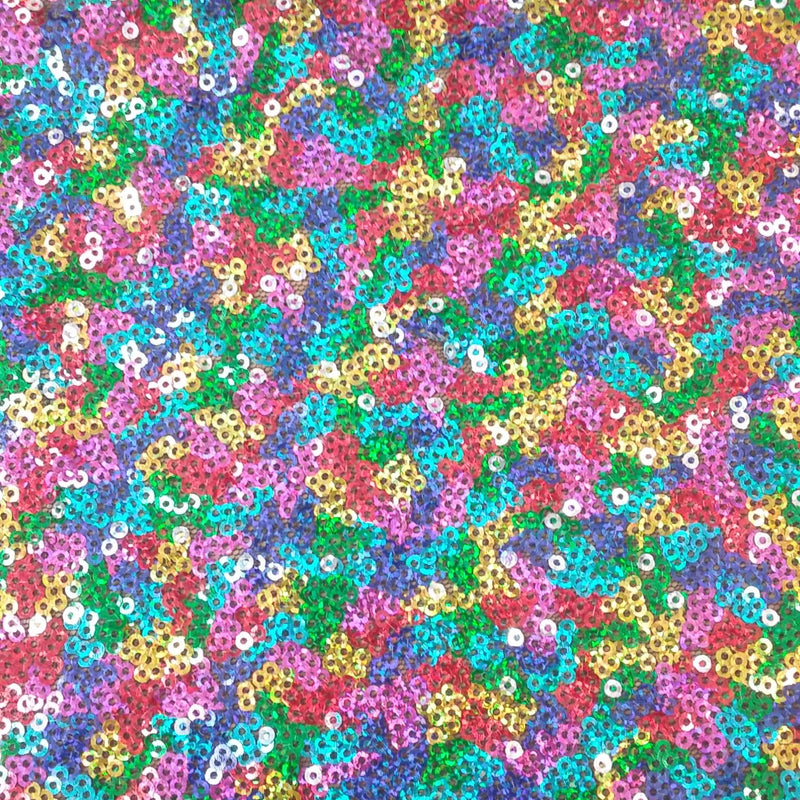 Multi Color Glitz Sequins Polyester Fabric - Mini Metallic Disc Sequins, 52/54" Width