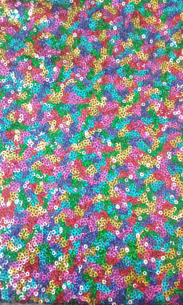 Multi Color Glitz Sequins Polyester Fabric - Mini Metallic Disc Sequins, 52/54" Width