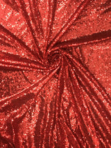Red Glitz Sequins Polyester Fabric - Red Mini Metallic Disc Sequins, 52/54" Width