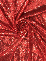 Red Glitz Sequins Polyester Fabric - Red Mini Metallic Disc Sequins, 52/54" Width