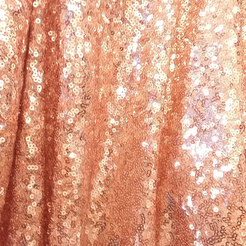 Rose Gold Glitz Sequins Polyester Fabric - Rose Gold Metallic Disc Sequins, 52/54" Width
