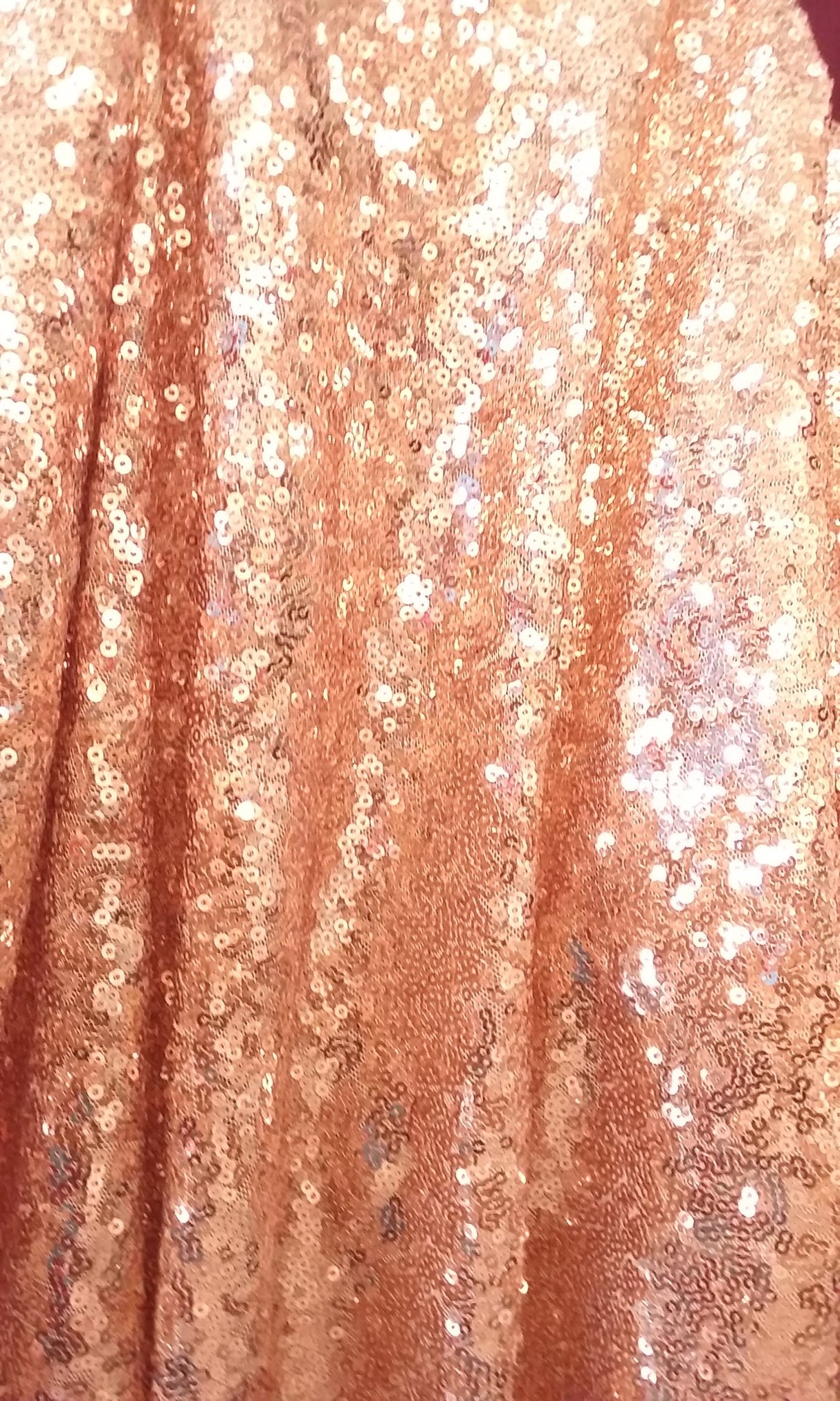 Rose Gold Glitz Sequins Polyester Fabric - Rose Gold Metallic Disc Sequins, 52/54" Width