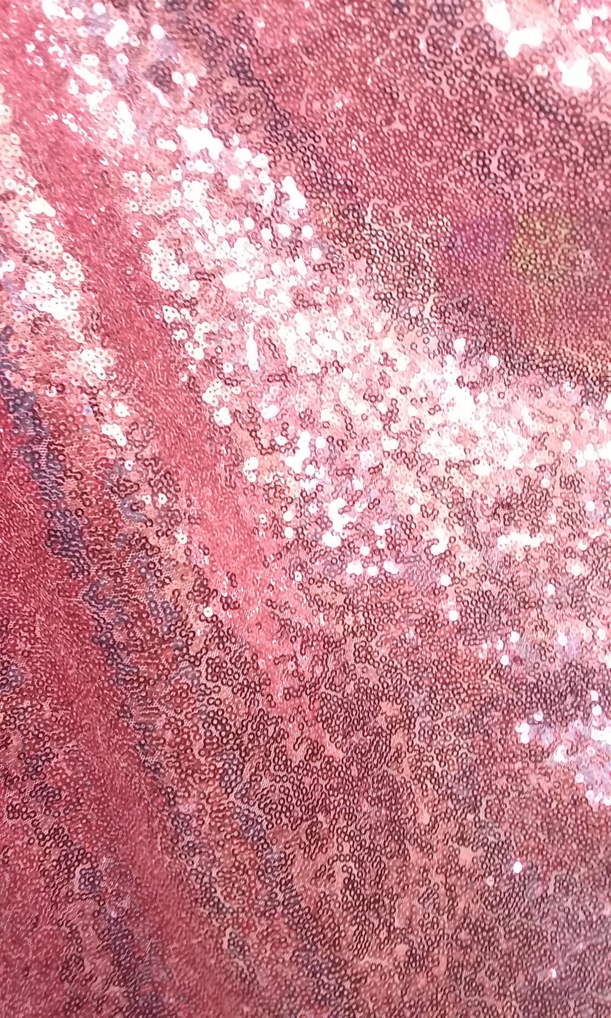 Rose Pink Glitz Sequins Polyester Fabric - Rose Pink, Mini Metallic Disc Sequins, 52/54" Width