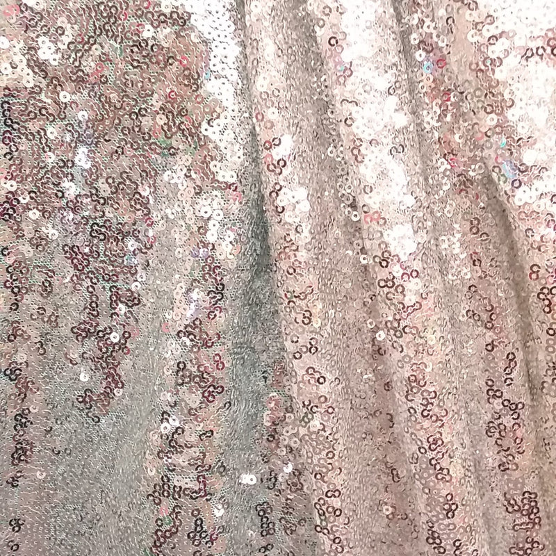 Silver Glitz Sequins Polyester Fabric - Silver Mini Metallic Disc Sequins, 52/54" Width