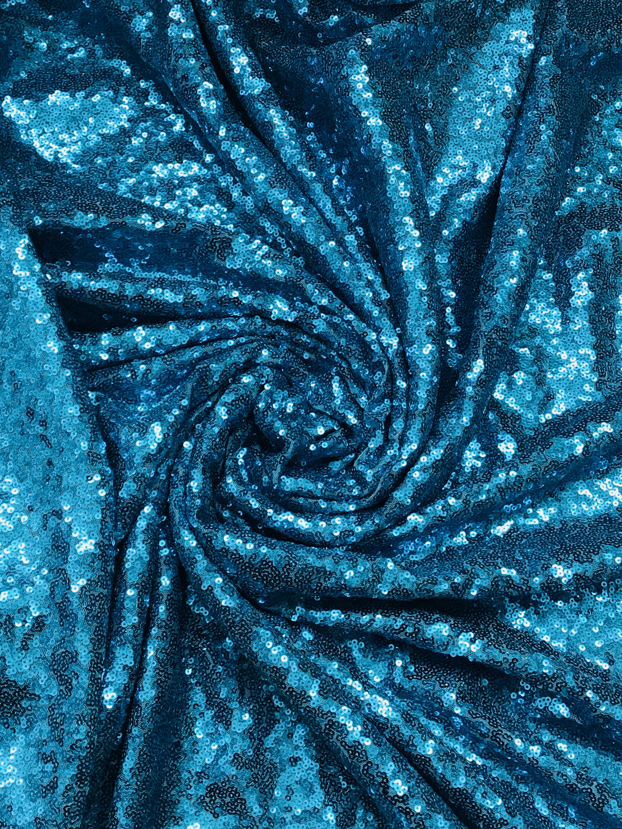Turquoise Glitz Sequins Polyester Fabric - Turquoise, Mini Metallic Disc Sequins, 52/54" Width