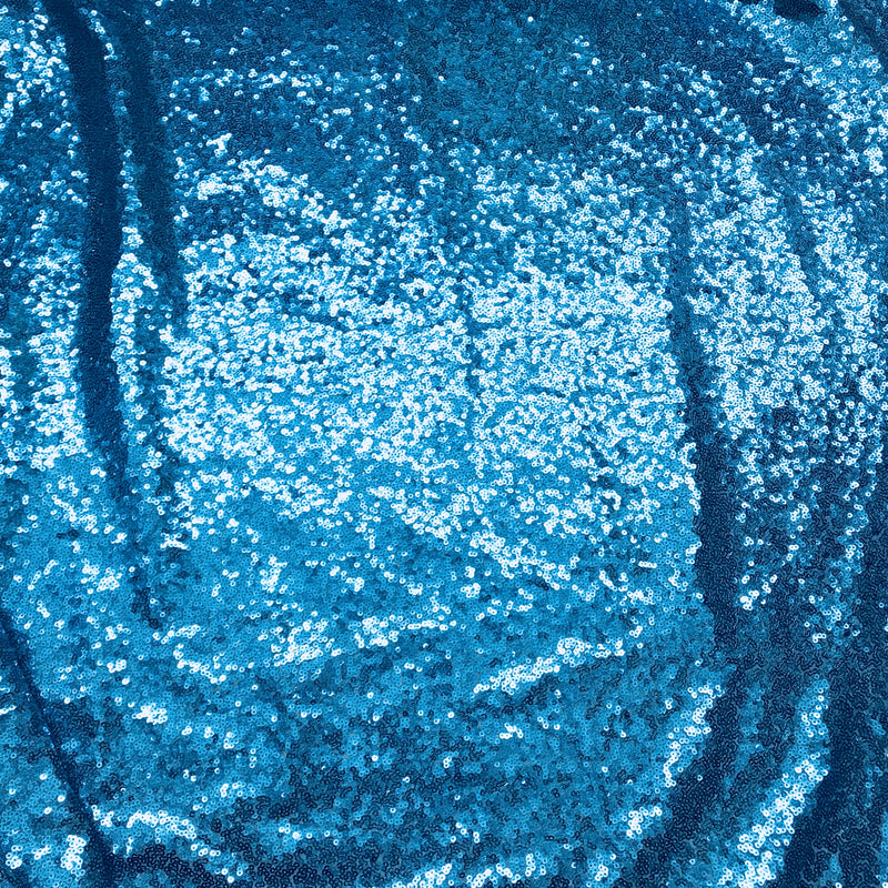 Turquoise Glitz Sequins Polyester Fabric - Turquoise, Mini Metallic Disc Sequins, 52/54" Width