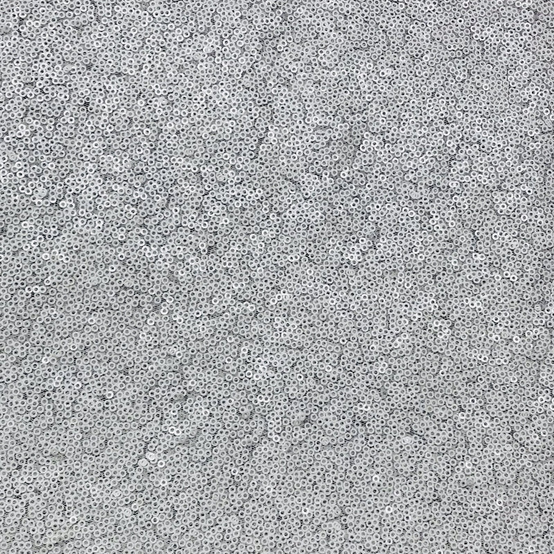 White Glitz Sequins Polyester Fabric - White Mini Metallic Disc Sequins, 52/54" Width
