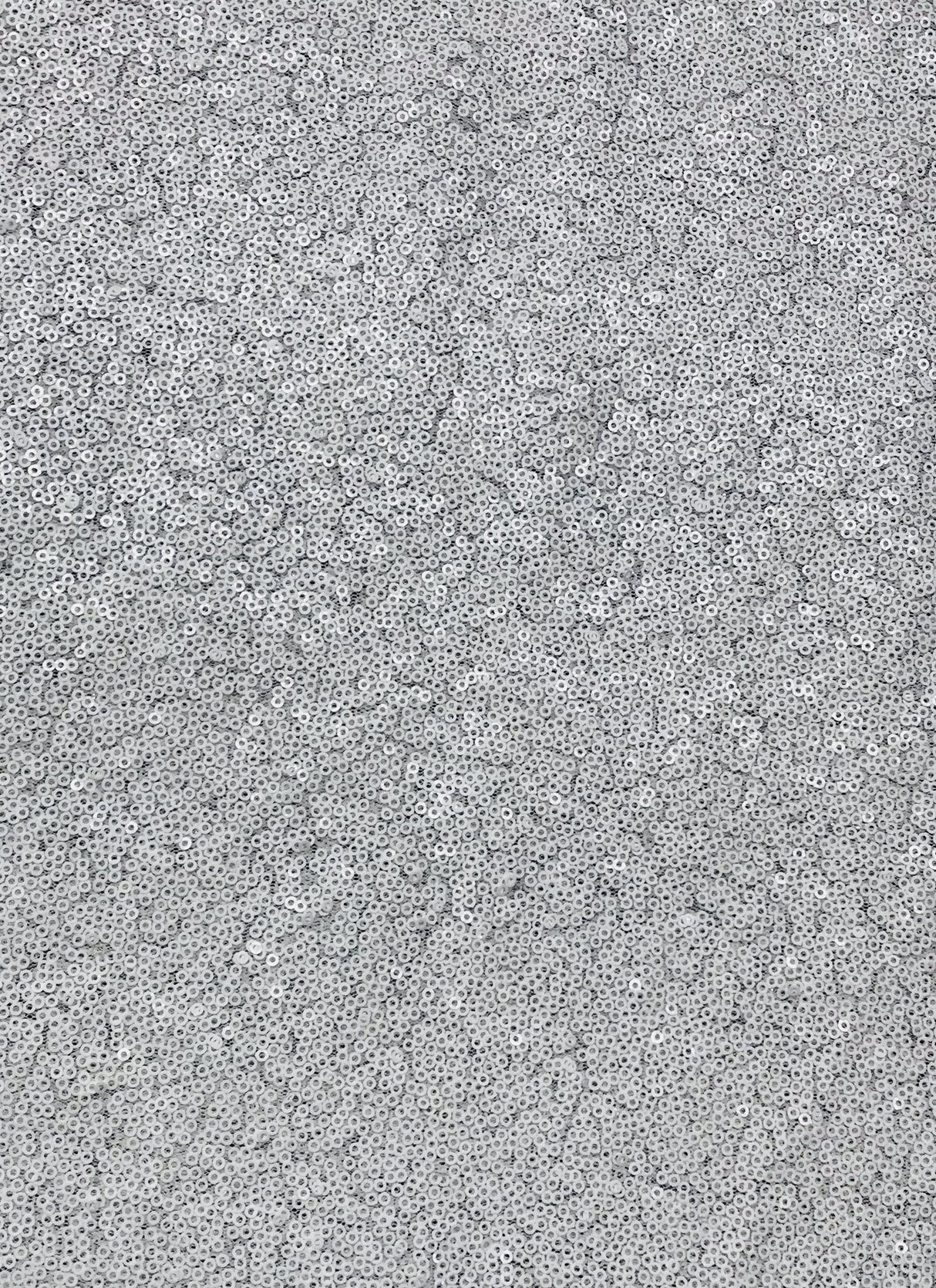 White Glitz Sequins Polyester Fabric - White Mini Metallic Disc Sequins, 52/54" Width