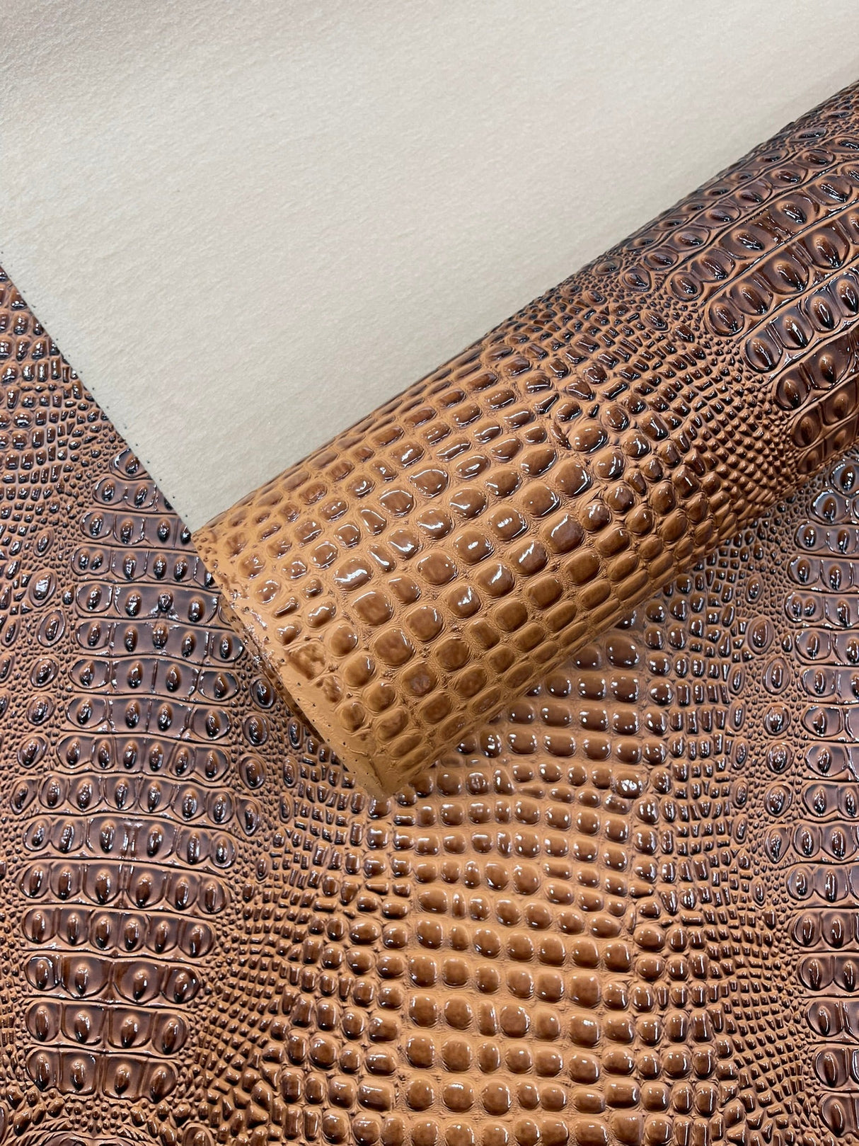 Glossy Two Tone Gator Vinyl Fabric - Alligator Faux Leather, 54" Width (1 Yard)