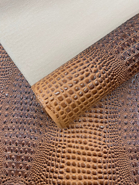 Glossy Two Tone Gator Vinyl Fabric - Alligator Faux Leather, 54" Width (1 Yard)