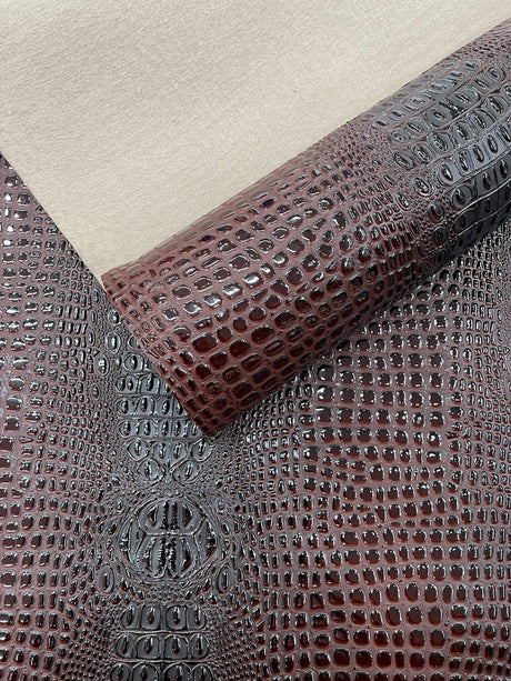 Glossy Two Tone Gator Vinyl Fabric - Alligator Faux Leather, 54" Width (1 Yard)
