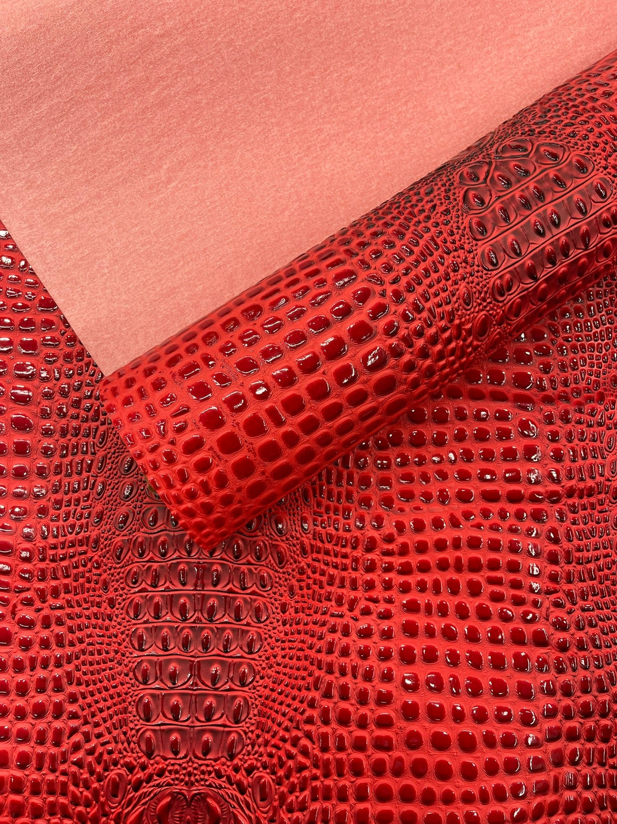 Glossy Two Tone Gator Vinyl Fabric - Alligator Faux Leather, 54" Width (1 Yard)