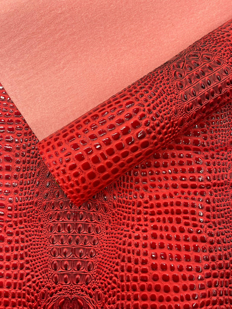 Glossy Two Tone Gator Vinyl Fabric - Alligator Faux Leather, 54" Width (1 Yard)