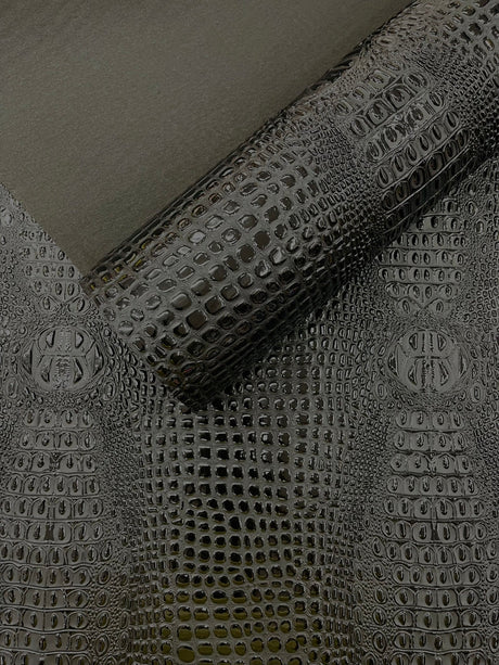 Glossy Two Tone Gator Vinyl Fabric - Alligator Faux Leather, 54" Width (1 Yard)
