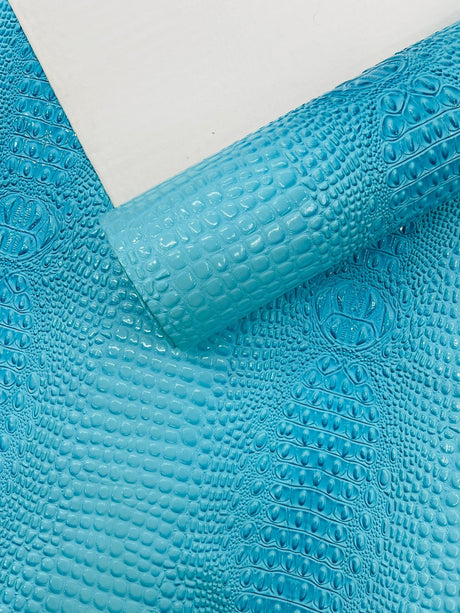 Glossy Two Tone Gator Vinyl Fabric - Alligator Faux Leather, 54" Width (1 Yard)