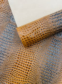 Glossy Two Tone Gator Vinyl Fabric - Alligator Faux Leather, 54" Width (1 Yard)
