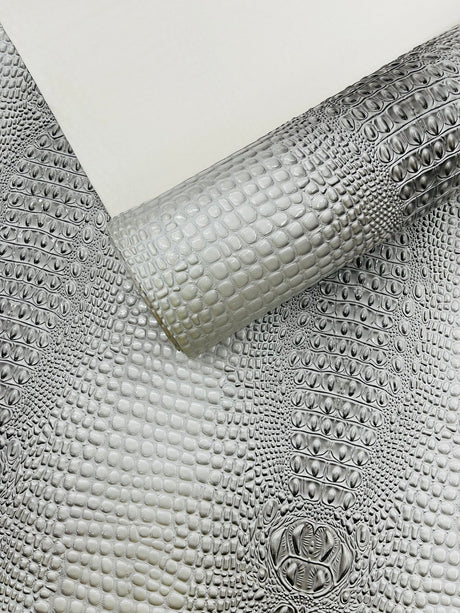 Glossy Two Tone Gator Vinyl Fabric - Alligator Faux Leather, 54" Width (1 Yard)