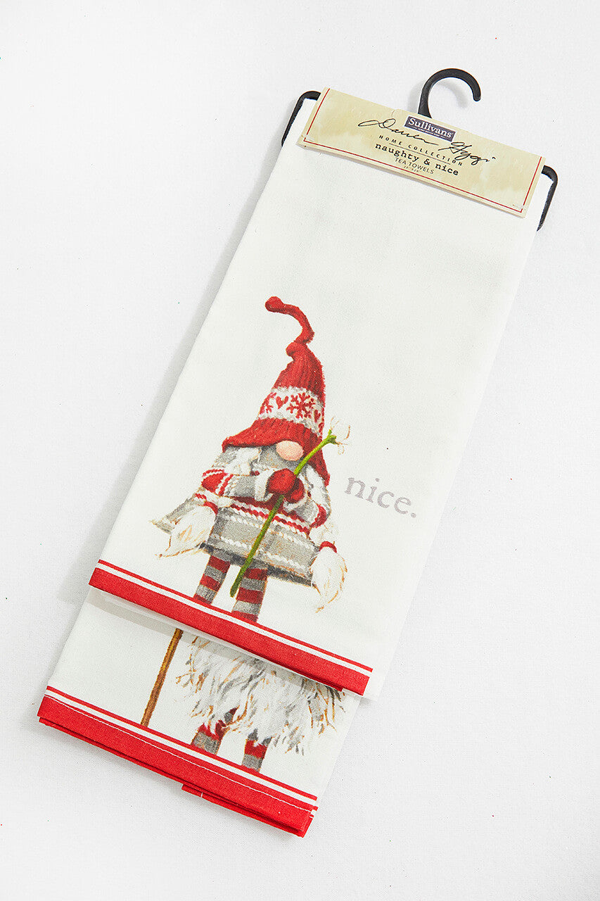 Naughty Nice Gnome Tea Towels Set of 2