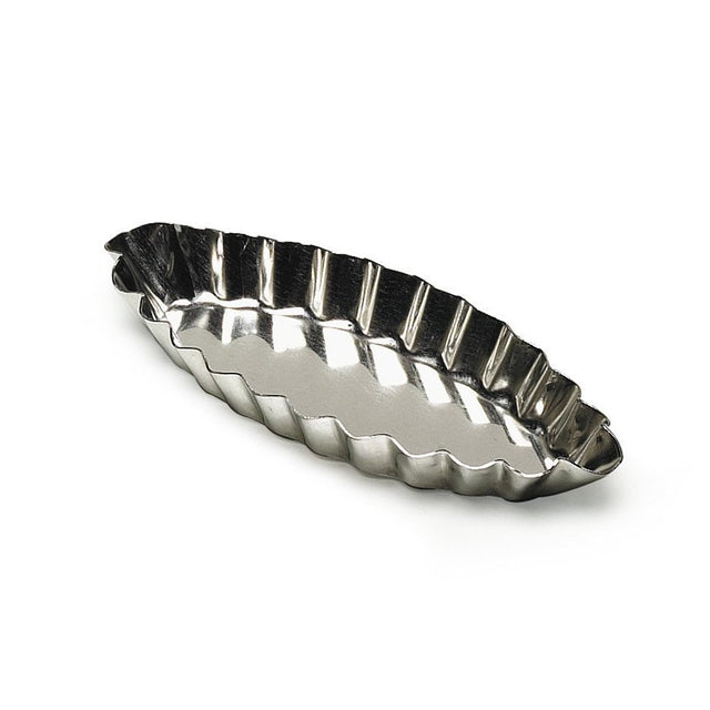 Gobel Heavy-Tinned-Steel Fluted Barquette, 4-3/4" x 1-7/8" x 1/2" High