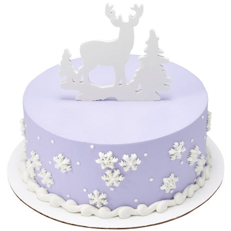Deer and Pine Trees Gum Paste Layon Cake Topper Christmas Hunter Buck Trees - set of 6