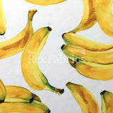 Going Bananas Nylon Spandex Fabric - Banana Print, Black or White Background, 58-60" Width (1 Yard)