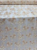 Brocade Floral Gold On White Organza Fabric