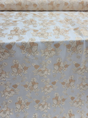 Brocade Floral Gold On White Organza Fabric