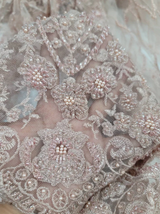 Beaded Lace Fabric Rose Gold Floral Embroidery Sequin