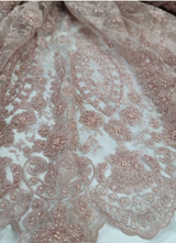 Beaded Lace Fabric Rose Gold Floral Embroidery Sequin