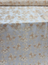 Brocade Floral Gold On White Organza Fabric